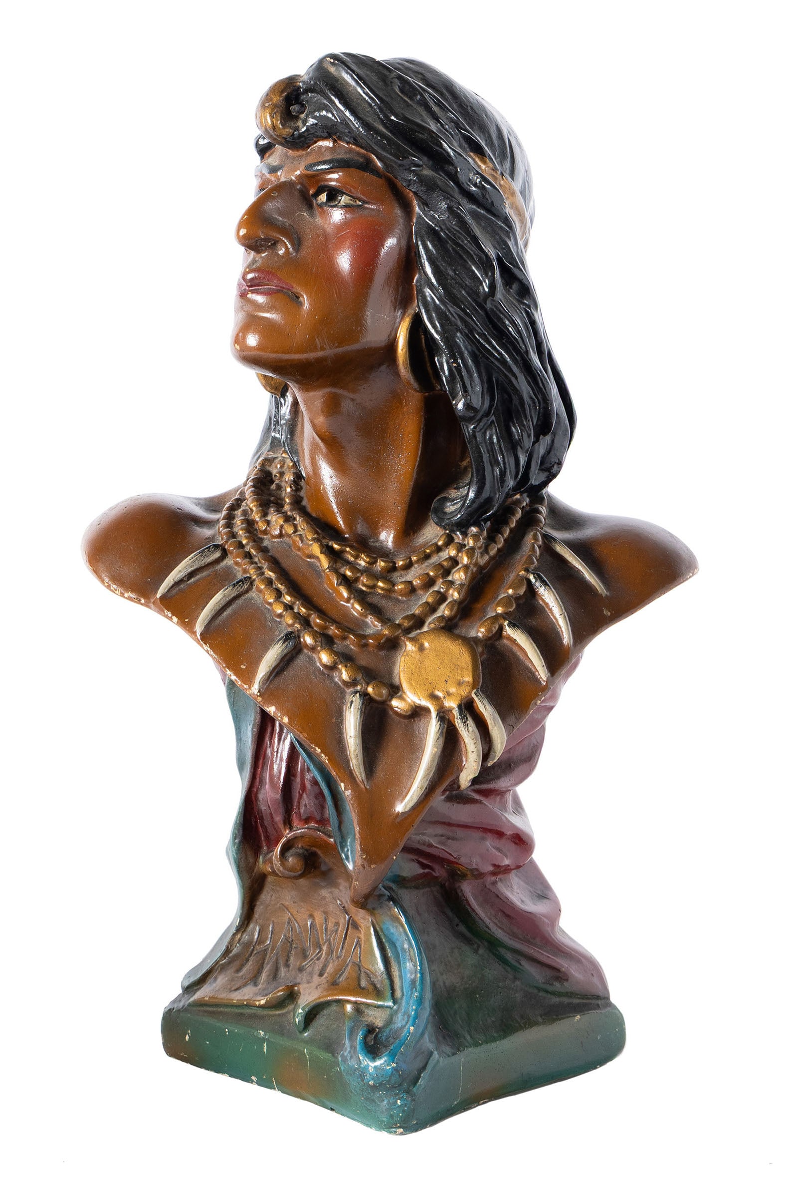 HIAWATHA PAINTED CHALKWARE BUST (1 of 11)