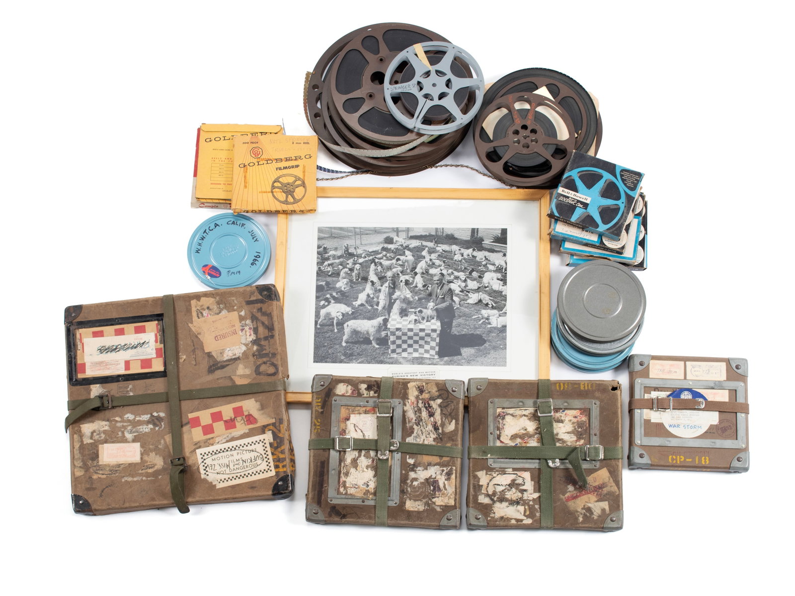 COLLECTION OF FILMS BY CLARENCE CALHOUN FAWCETT WITH GROUP PHOTOGRAPH OF "WORLD'S GREATEST DOG (1 of 6)