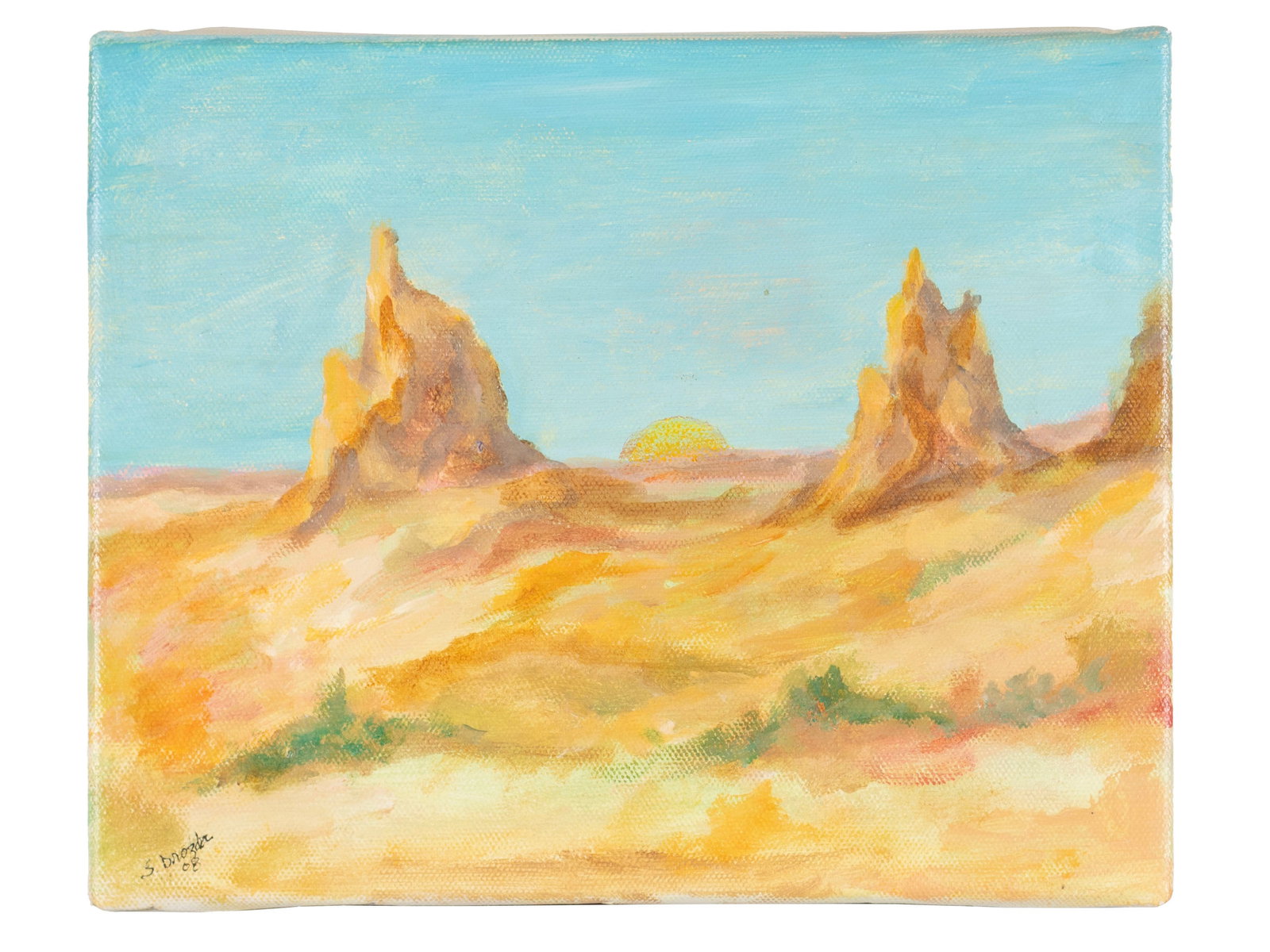 SUSAN DROZDA COOPER (AMERICAN, B. 1942): Susan Drozda Cooper American, b. 1942 Sunrise over Mesa Oil on canvas Signed and dated lower left, also signed and titled to verso. Southwestern landscape, unframed. 8 x 10 in. (20.3 x 25.4 cm.)