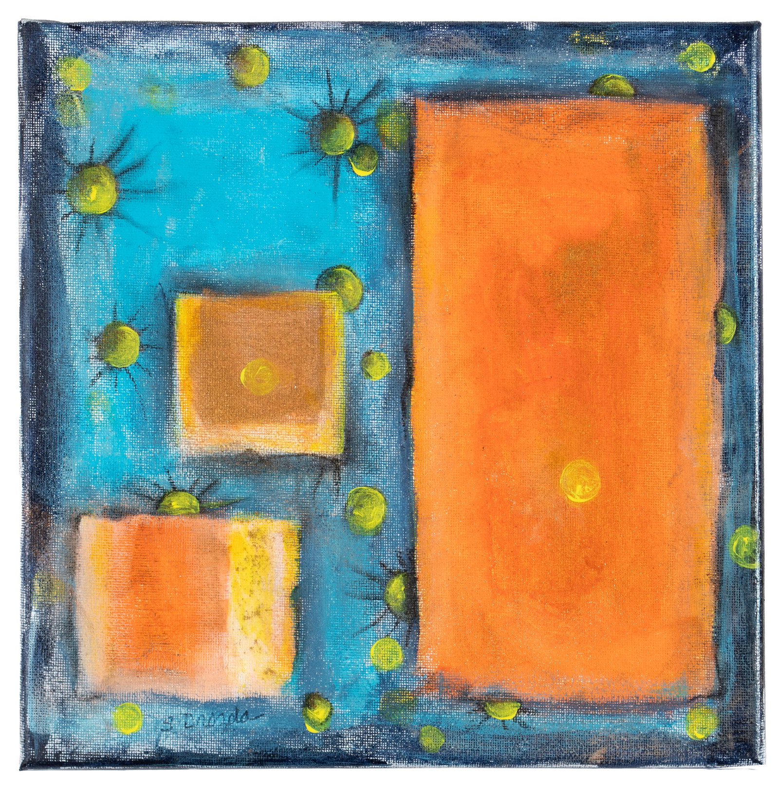 SUSAN DROZDA COOPER (AMERICAN, B. 1942): Susan Drozda Cooper American, b. 1942 Universe Oil on canvas Signed and titled to verso. Abstract composition, unframed. 10 x 10 in. (25.4 x 25.4 cm.)