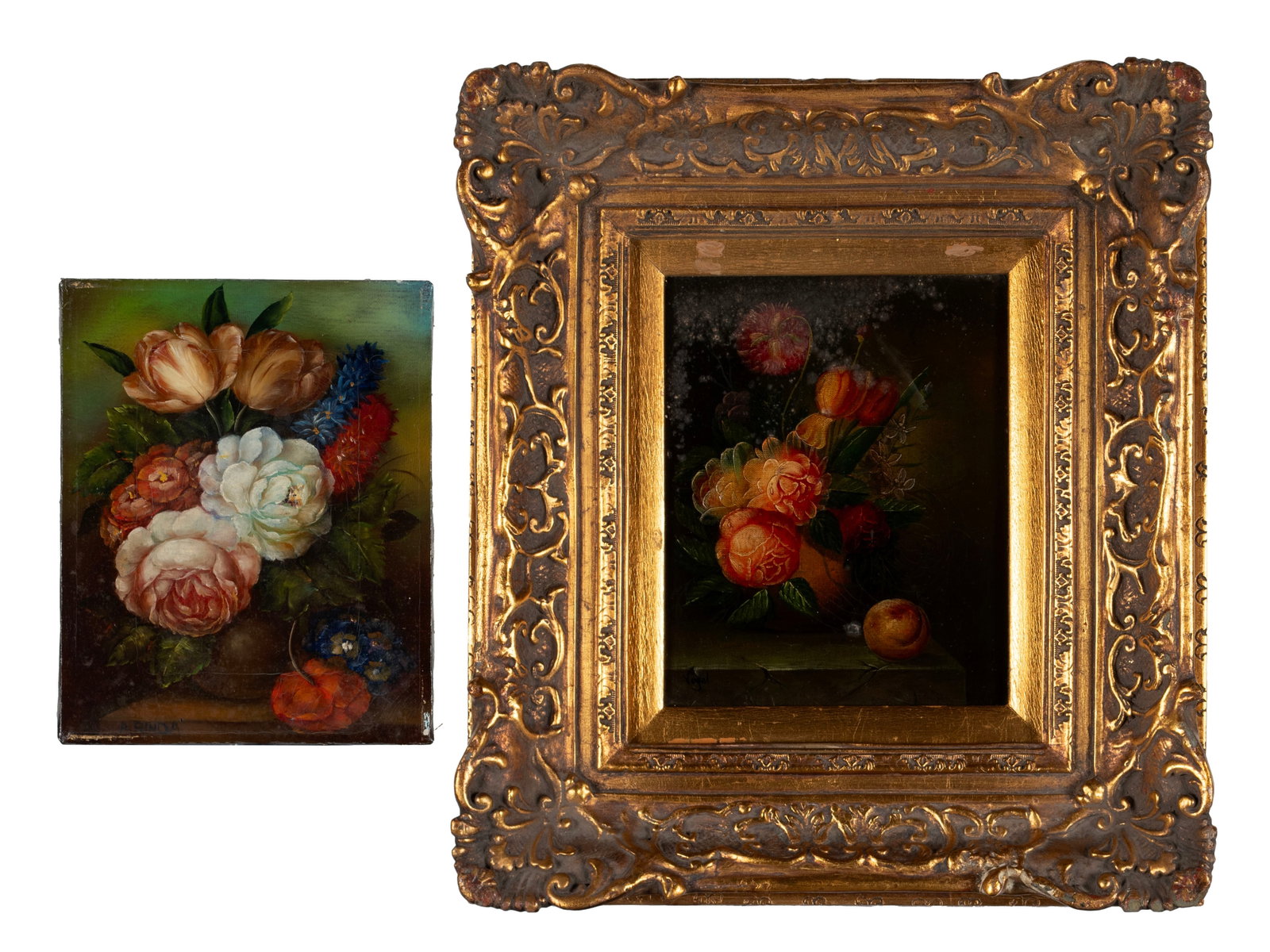 TWO FLORAL STILL LIFE PAINTINGS (1 of 12)