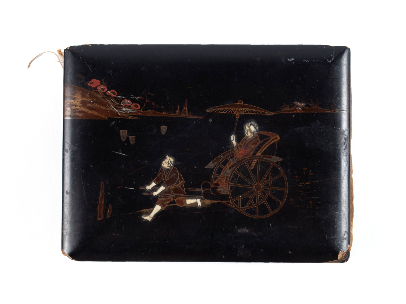 MEIJI PERIOD LACQUERED PHOTO ALBUM, SCHOOL OF FELICE BEATO: MEIJI PERIOD LACQUERED PHOTO ALBUM, SCHOOL OF FELICE BEATO Japanese, possibly the work of Felice Beato, circa 1870s. Forty-six (46) assorted colored albumen images of everyday life in Japan. The