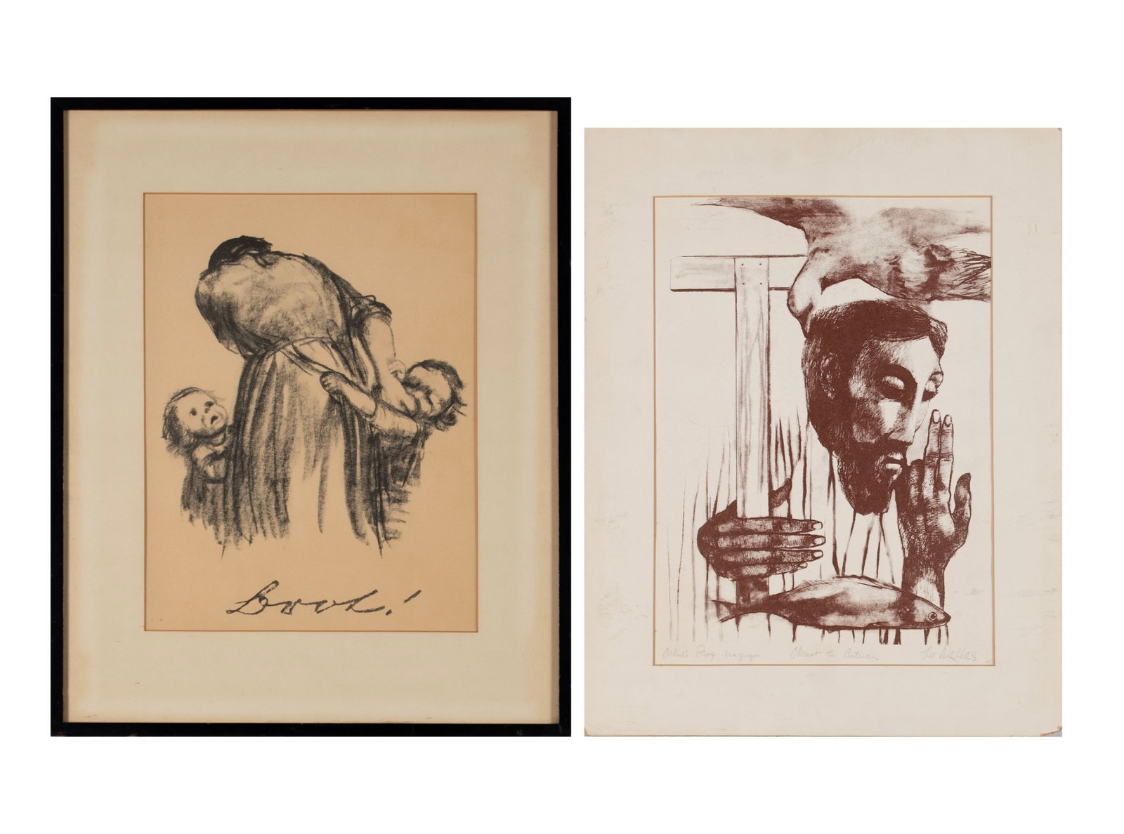 TWO PRINTS BY KATHE KOLLWITZ AND LEE WALLAS (1 of 12)