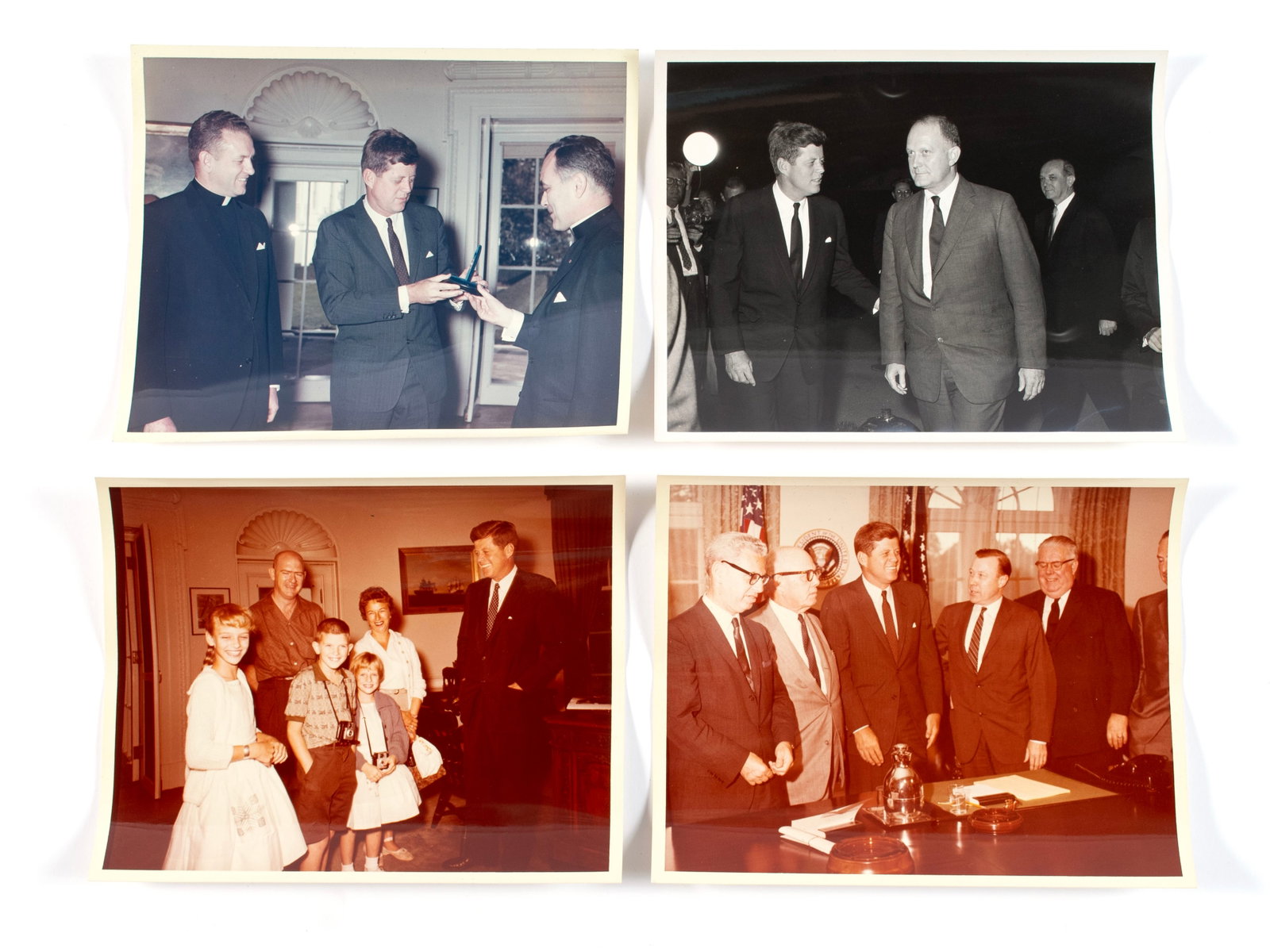 ROBERT L. KNUDSEN PRESIDENTIAL PHOTOGRAPHS WITH PRESIDENT KENNEDY: ROBERT L. KNUDSEN PRESIDENTIAL PHOTOGRAPHS WITH PRESIDENT KENNEDY Four (4) images taken by the official White House photographer. One showing the one millionth visitor to the White House, Mrs. Edyth T