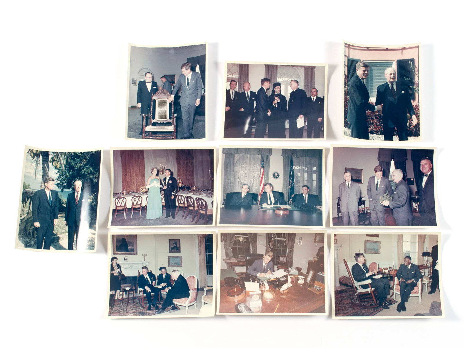 ROBERT L. KNUDSEN PRESIDENTIAL PHOTOGRAPHS WITH PRESIDENT KENNEDY: ROBERT L. KNUDSEN PRESIDENTIAL PHOTOGRAPHS WITH PRESIDENT KENNEDY Ten (10) images taken by the official White House photographer. One showing President Kennedy at the Resolute Desk signing a