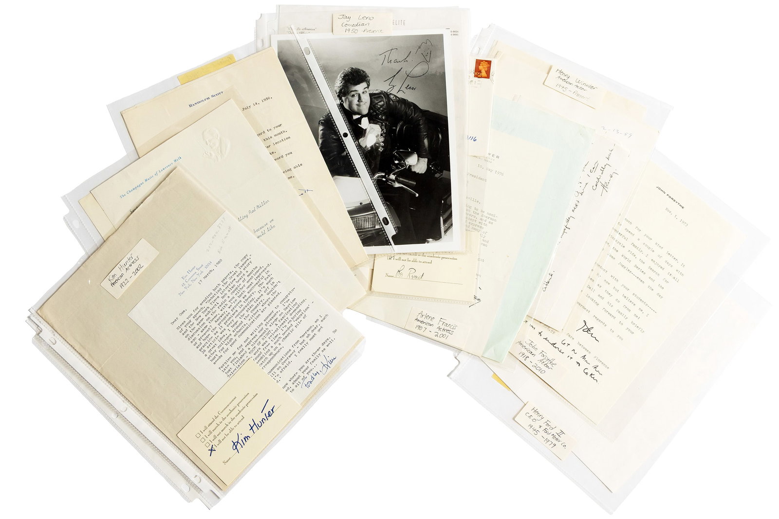 COLLECTION OF SIGNATURES BY 20TH CENTURY ENTERTAINERS (1 of 5)