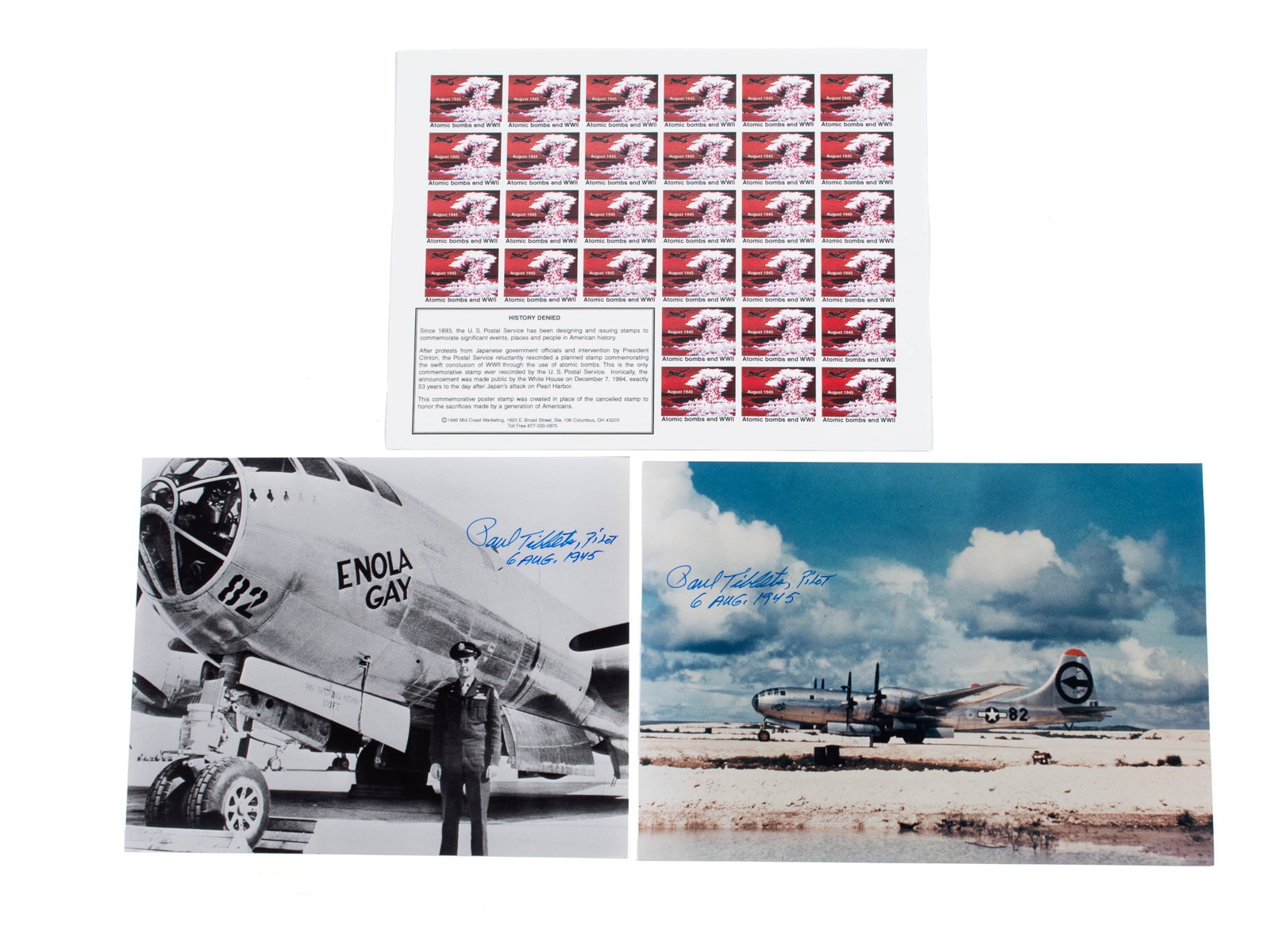 TWO AUTOGRAPHED PAUL TIBBETS PHOTOGRAPHS WITH THE ENOLA GAY (1 of 7)
