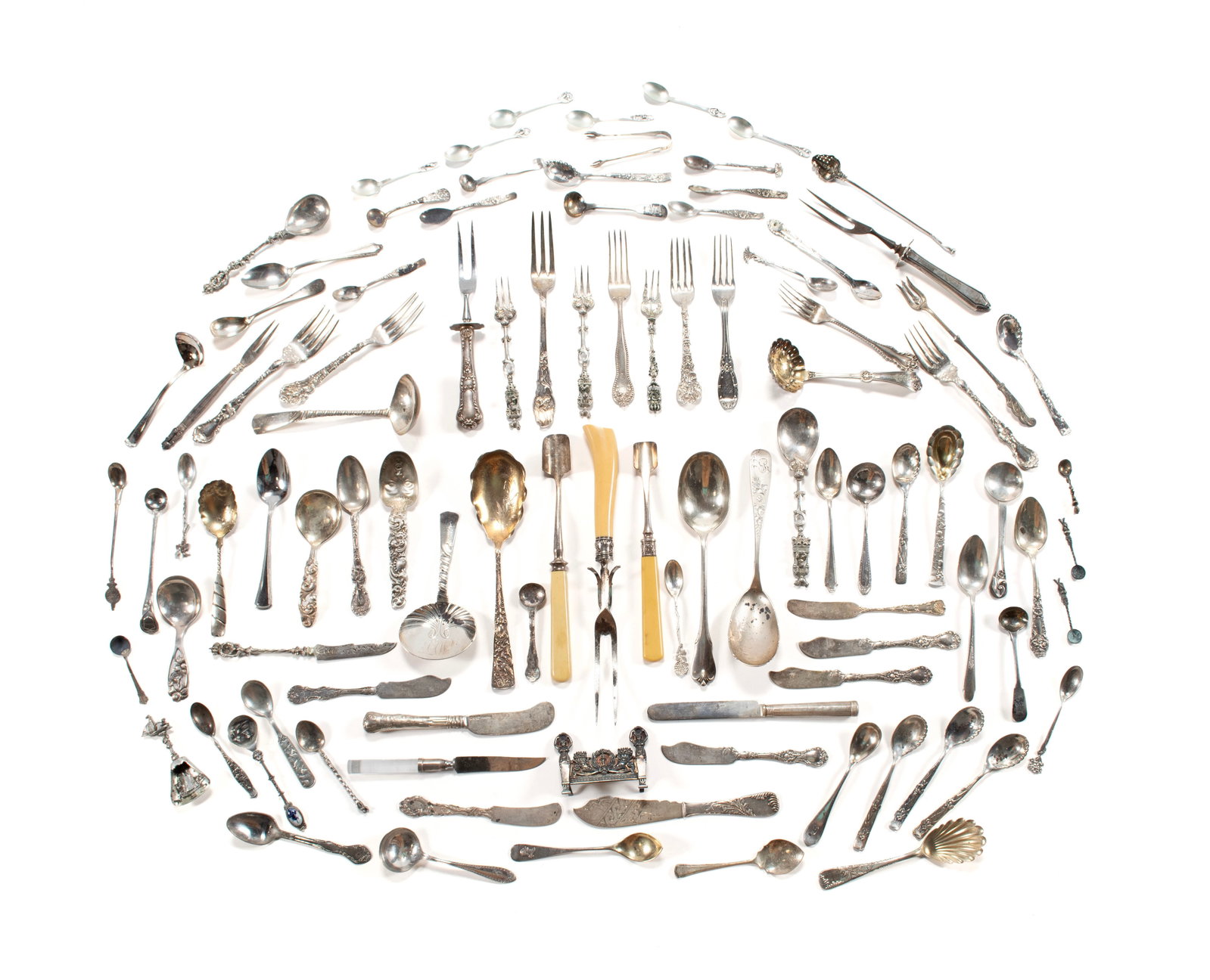 COLLECTION OF SILVER FLATWARE (1 of 8)