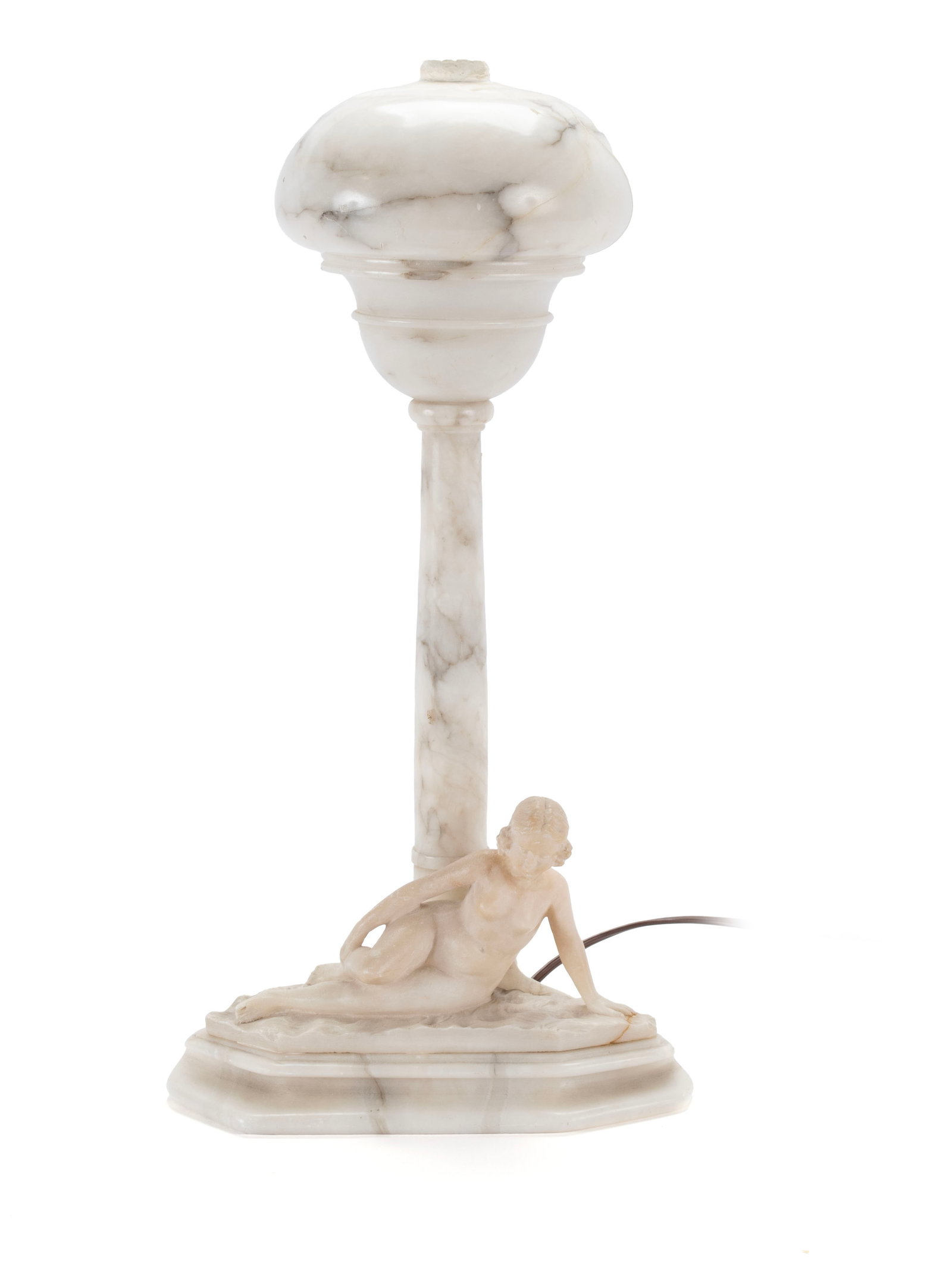 WHITE MARBLE FIGURAL BOUDOIR LAMP (1 of 9)