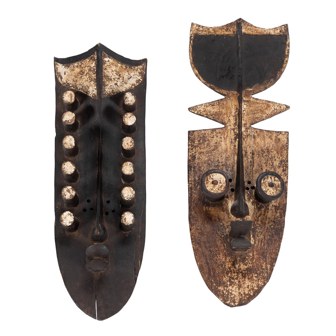 TWO KRU-GREBO AFRICAN MASKS (1 of 9)