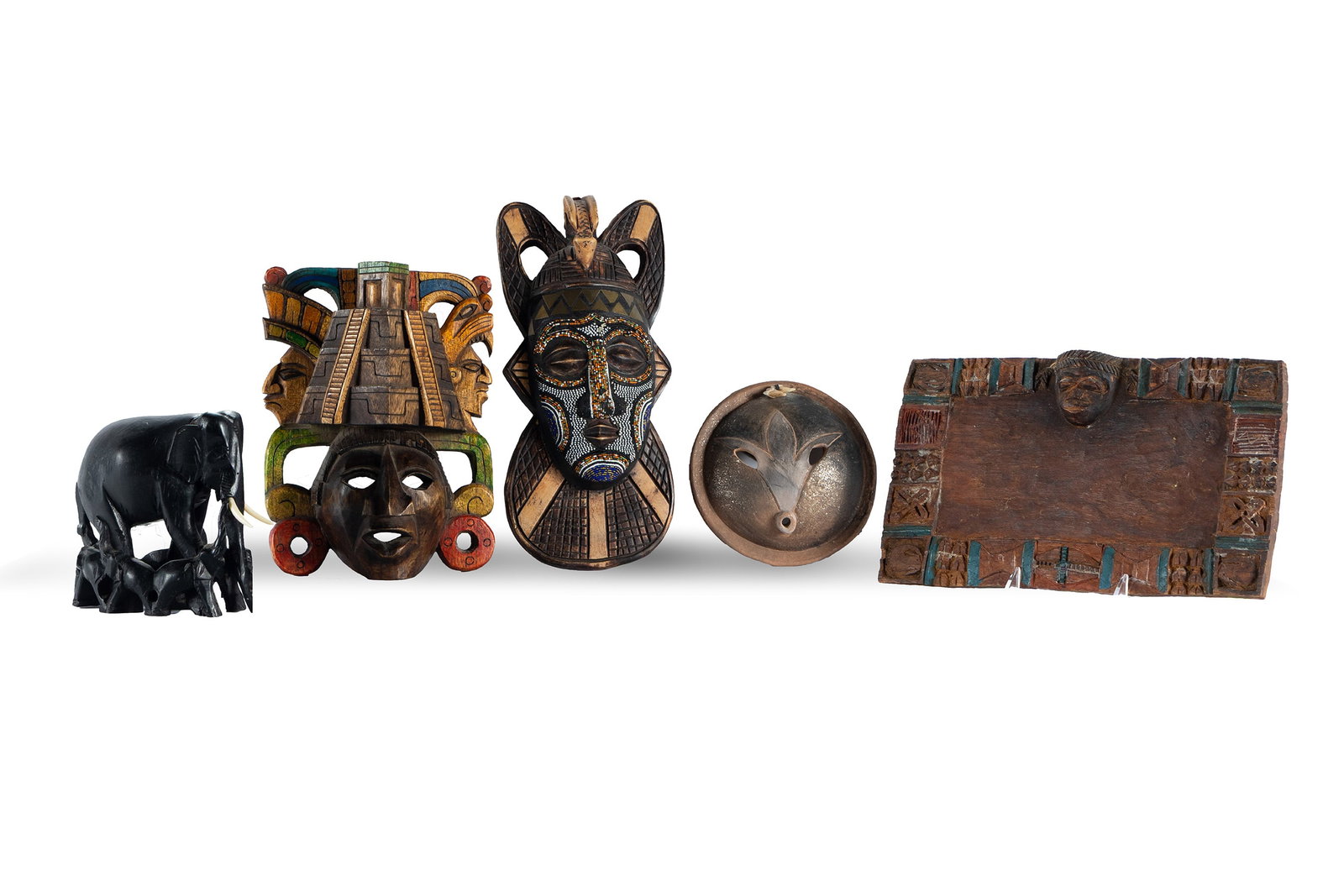 FIVE CARVED WOOD DECORATIVE ITEMS (1 of 13)