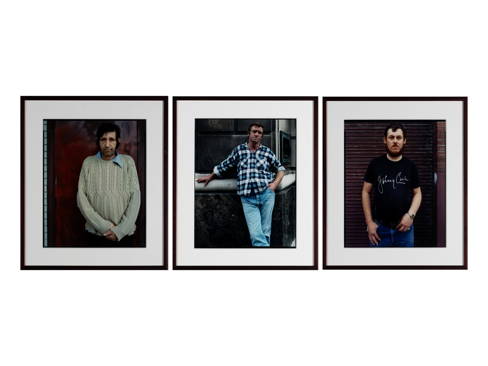 BRUCE WRIGHTON (AMERICAN, 1950-1988): Bruce Wrighton American, 1950-1988 Man in Johnny Cash Shirt, 1988, Man in Blue Plaid Shirt, 1988, and Man in White Cable Sweater Chromogenic print Estate stamp on verso of each, #1/20, 2008. Port