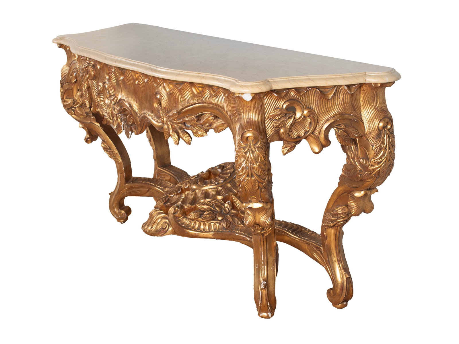 ROCOCO STYLE MARBLE TOP CONSOLE TABLE - 7