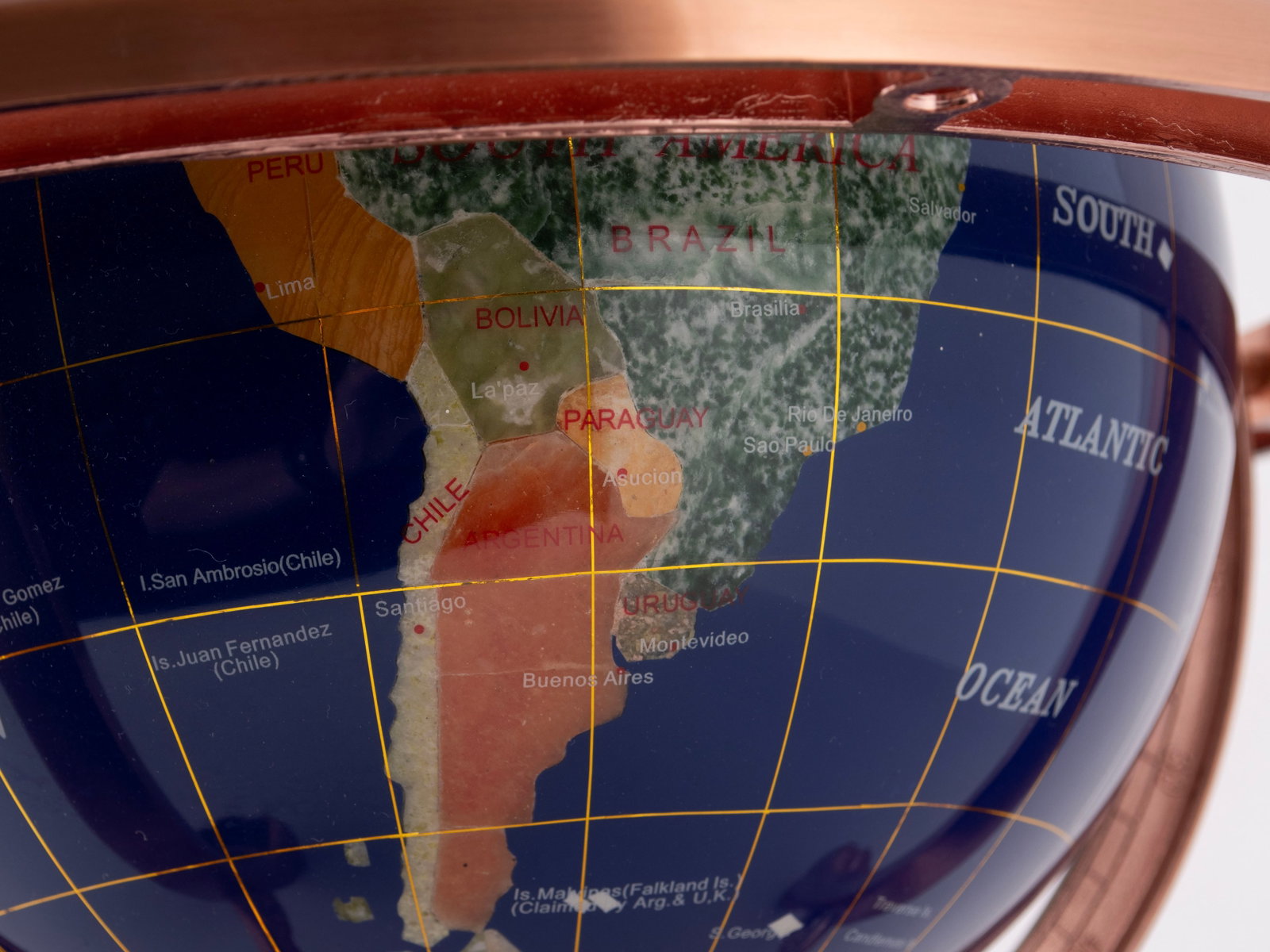 TABLETOP GEMSTONE GLOBE ON STAND - 3