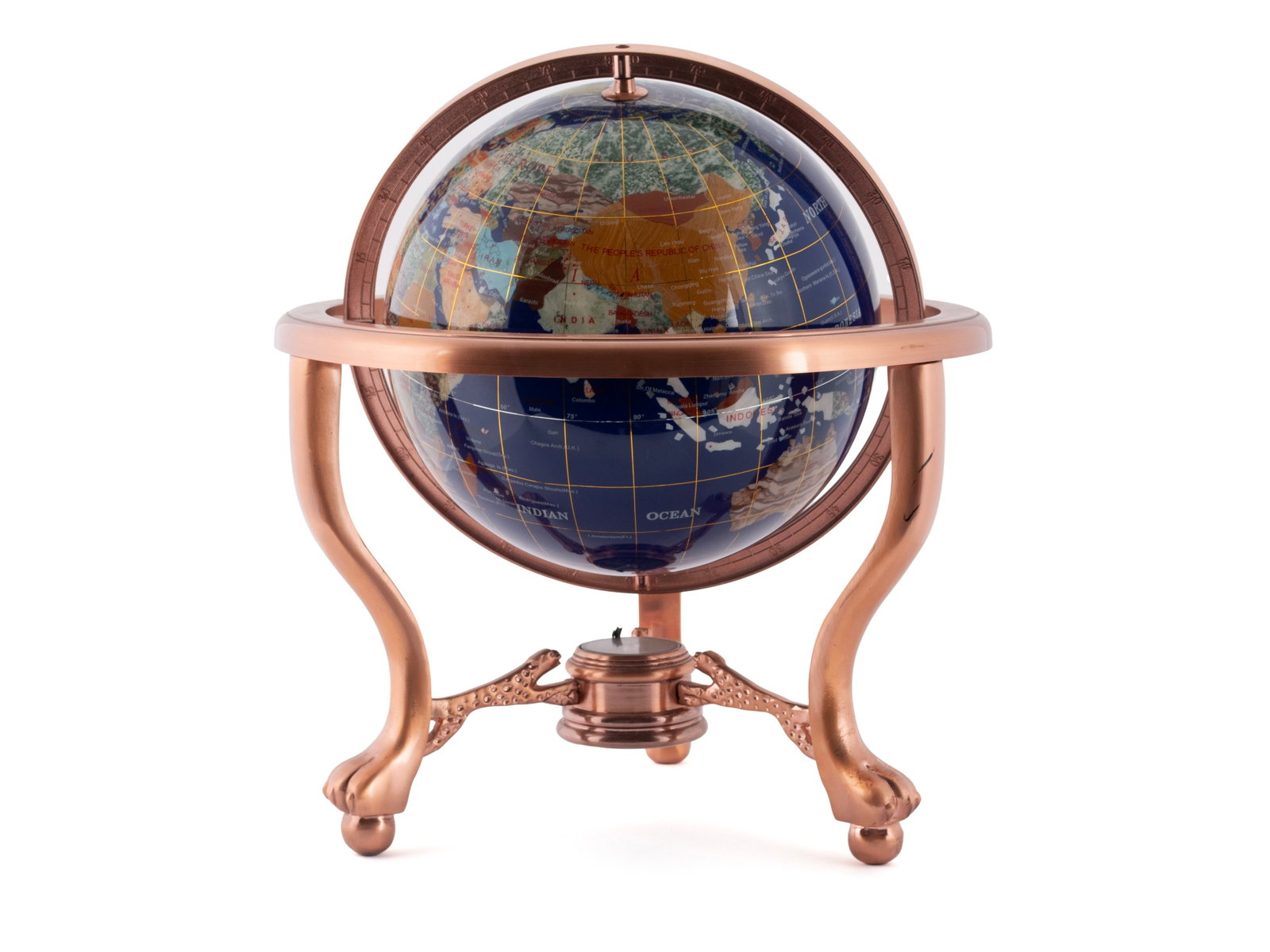 TABLETOP GEMSTONE GLOBE ON STAND - 6