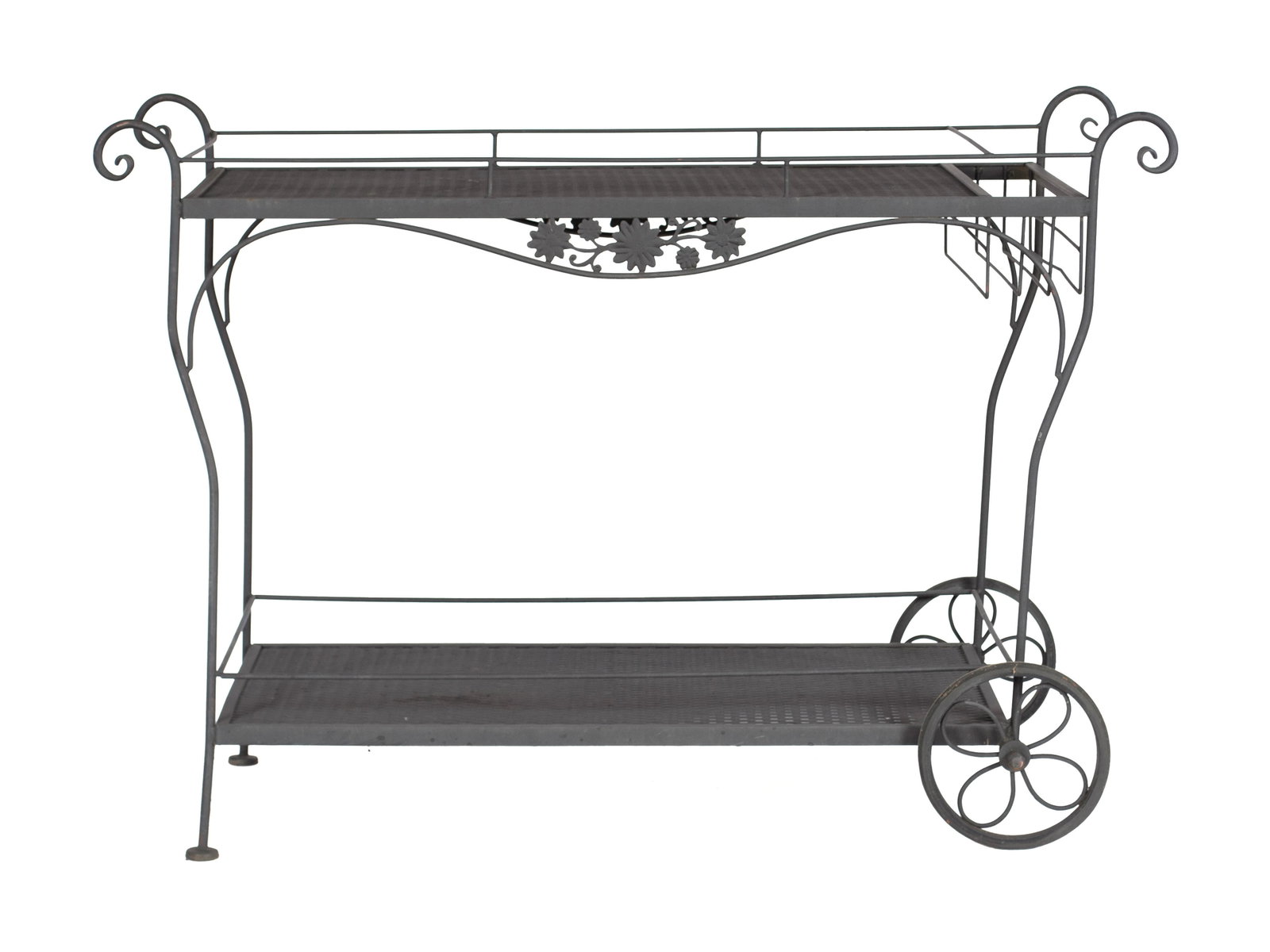 WOODARD 'BRIARWOOD' WROUGHT IRON BAR CART (1 of 6)