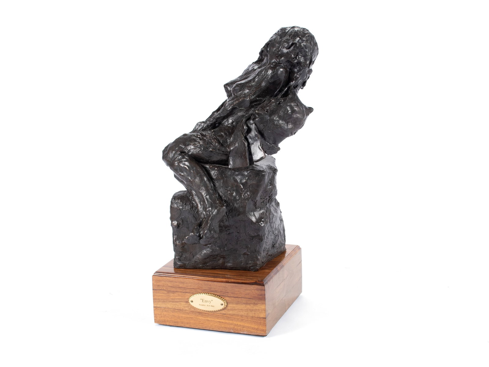 ROBERT H. DICK (AMERICAN (MISSOURI), 20TH C.): Robert H. Dick American (Missouri), 20th c. Envy Bronze Signed and dated 2016 at base, edition of 1. Bronze: 22 x 13 in. (55.9 x 33 cm.), Height with base: 28 in. (71.1 cm.)
