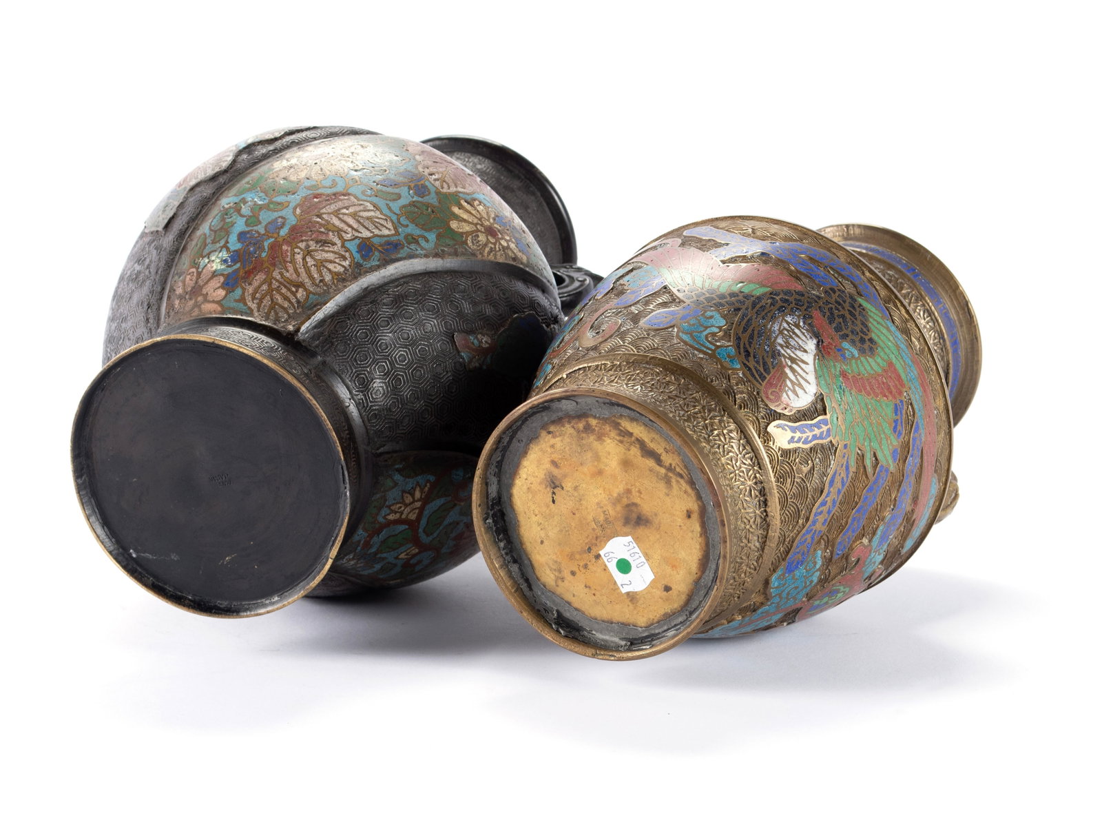 TWO CHAMPLEVE BRONZE VASES - 9
