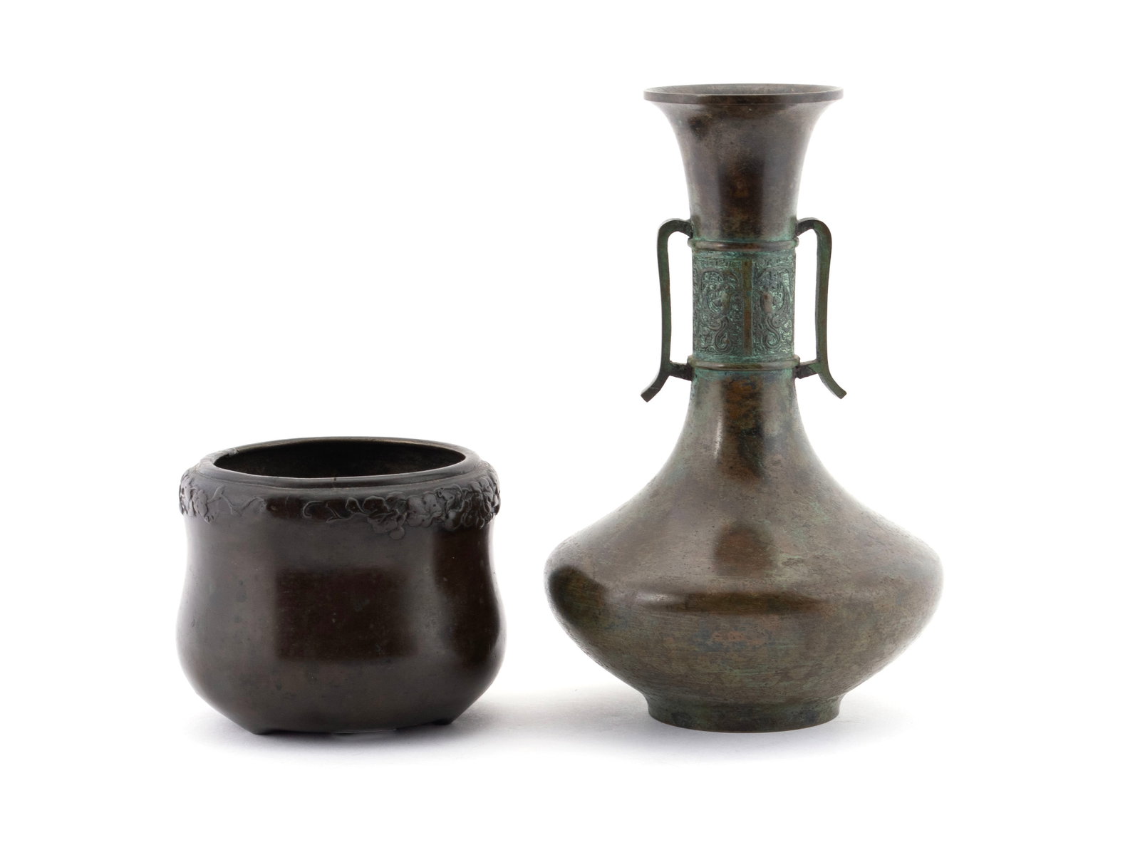 ASIAN BRONZE VASE AND JAR (1 of 7)