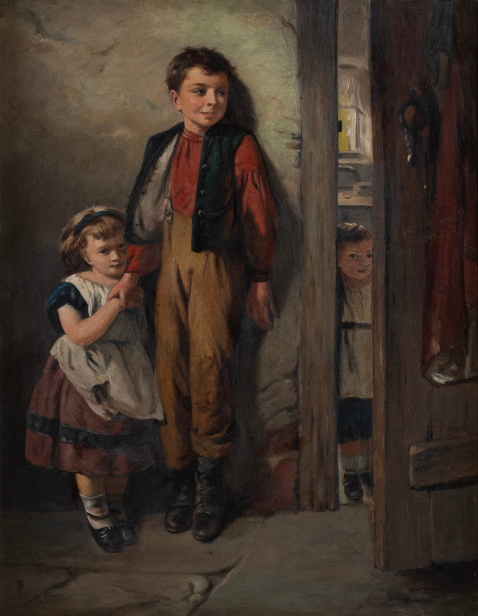 19TH CENTURY GENRE SCENE WITH THREE CHILDREN (1 of 10)