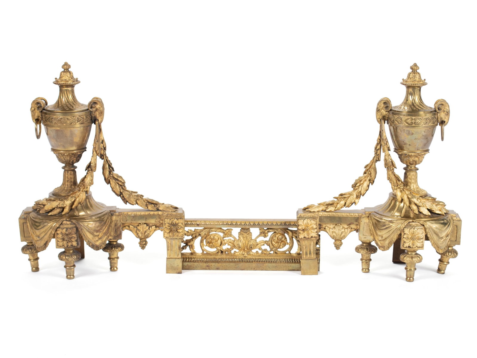 PAIR LOUIS XVI STYLE GILT BRONZE CHENETS (1 of 9)