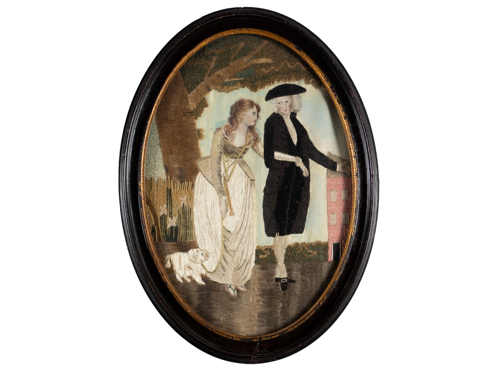 TWO OVAL SILK NEEDLEWORKS - 8