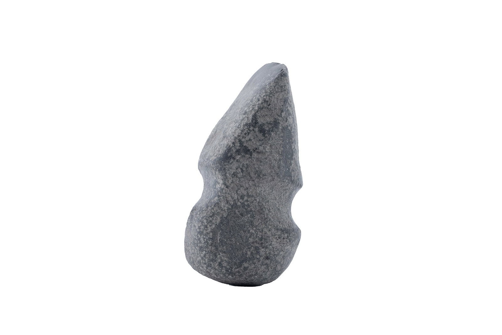 FULL GROVE STONE AXE HEAD: FULL GROVE STONE AXE HEAD Native American. Hand hewn edged utensil. 5 x 3 1/4 in. (12.7 x 8.3 cm.)