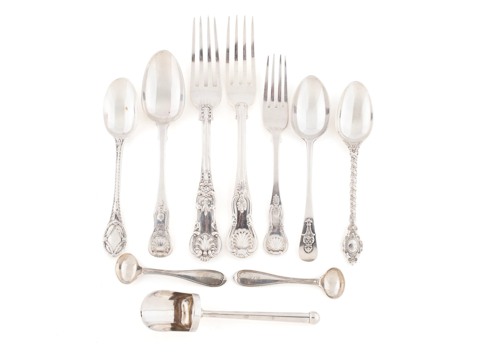 TEN PIECES OF BRITISH STERLING SILVER FLATWARE (1 of 9)