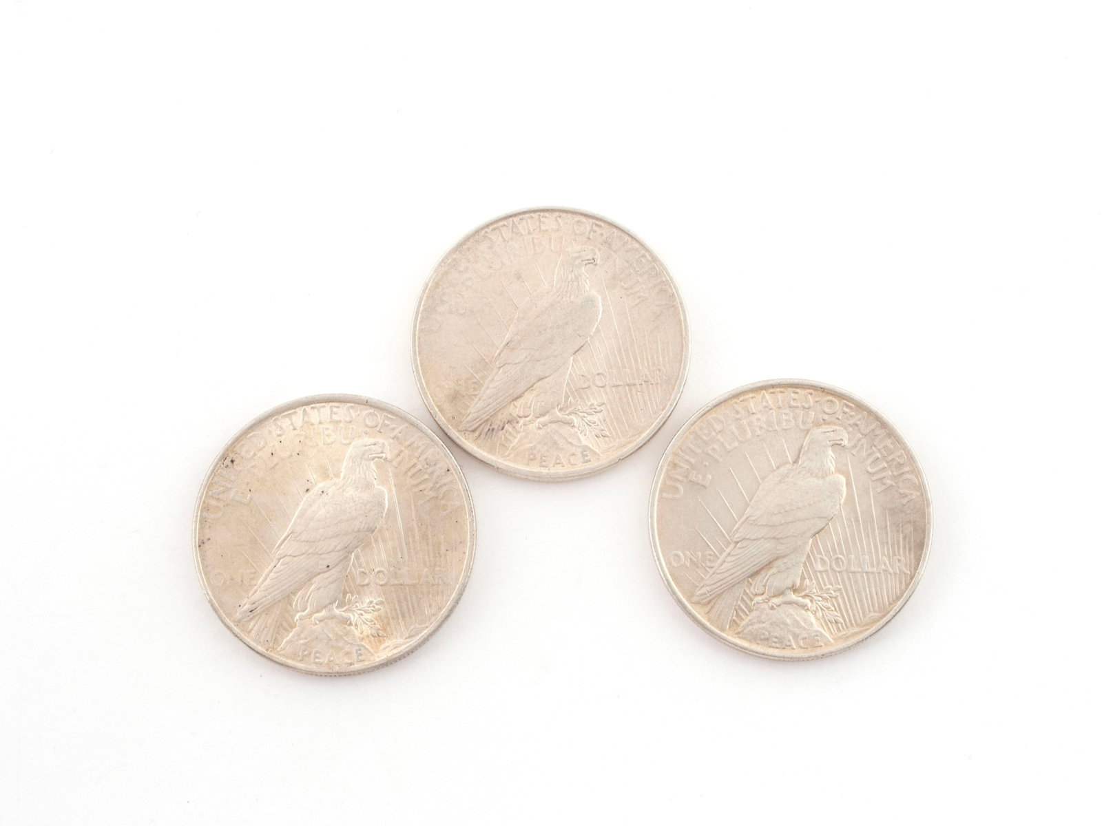 THREE U.S. SILVER PEACE DOLLARS - 3