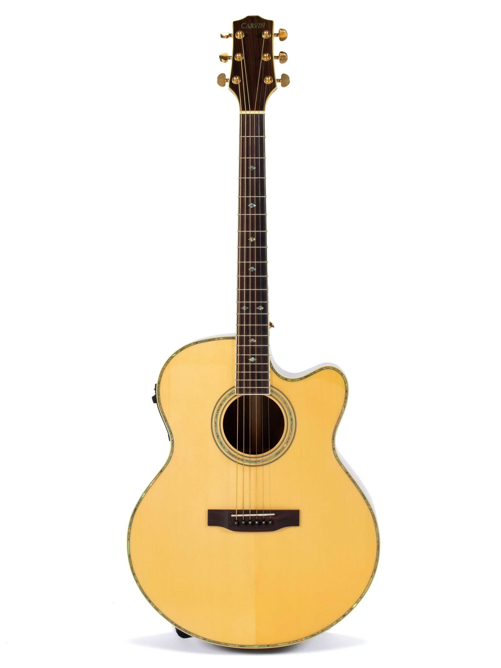CARVIN "COBALT 980" JUMBO ACOUSTIC GUITAR: CARVIN "COBALT 980" JUMBO ACOUSTIC GUITAR Korea, 21st century, serial #A-012438, single cutaway Spruce top, Rosewood sides and back, 20 fret Mahogany neck with Rosewood fingerboard, gold-tone Grover