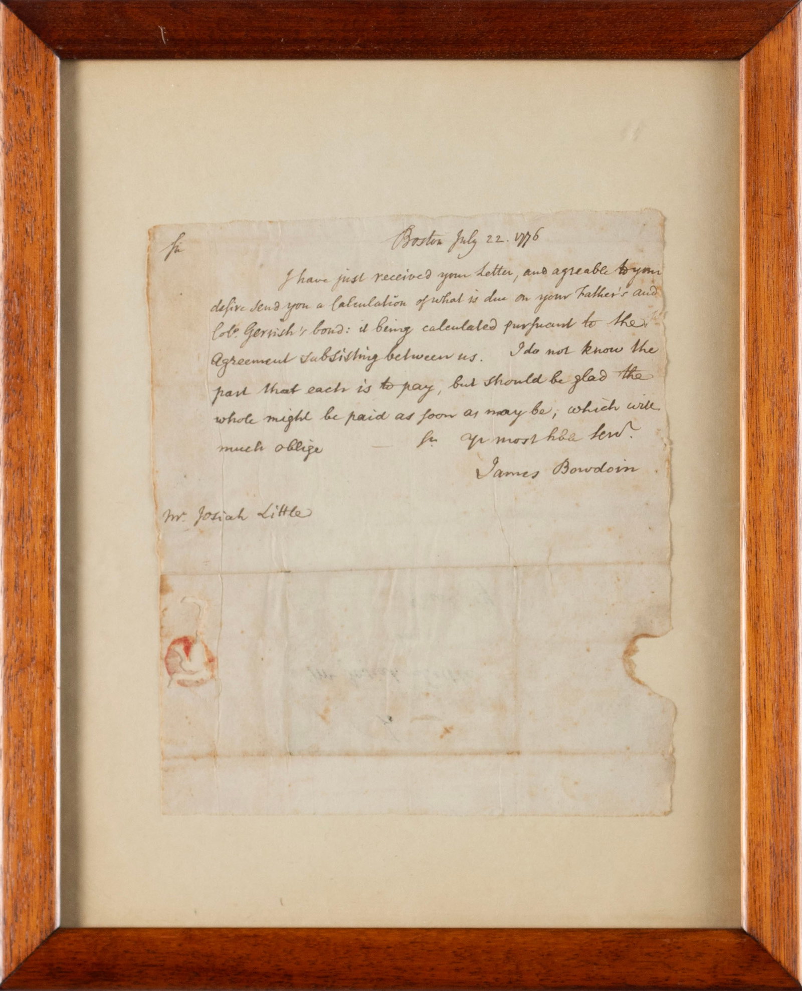 JAMES BOWDOIN SIGNED LETTER - 2