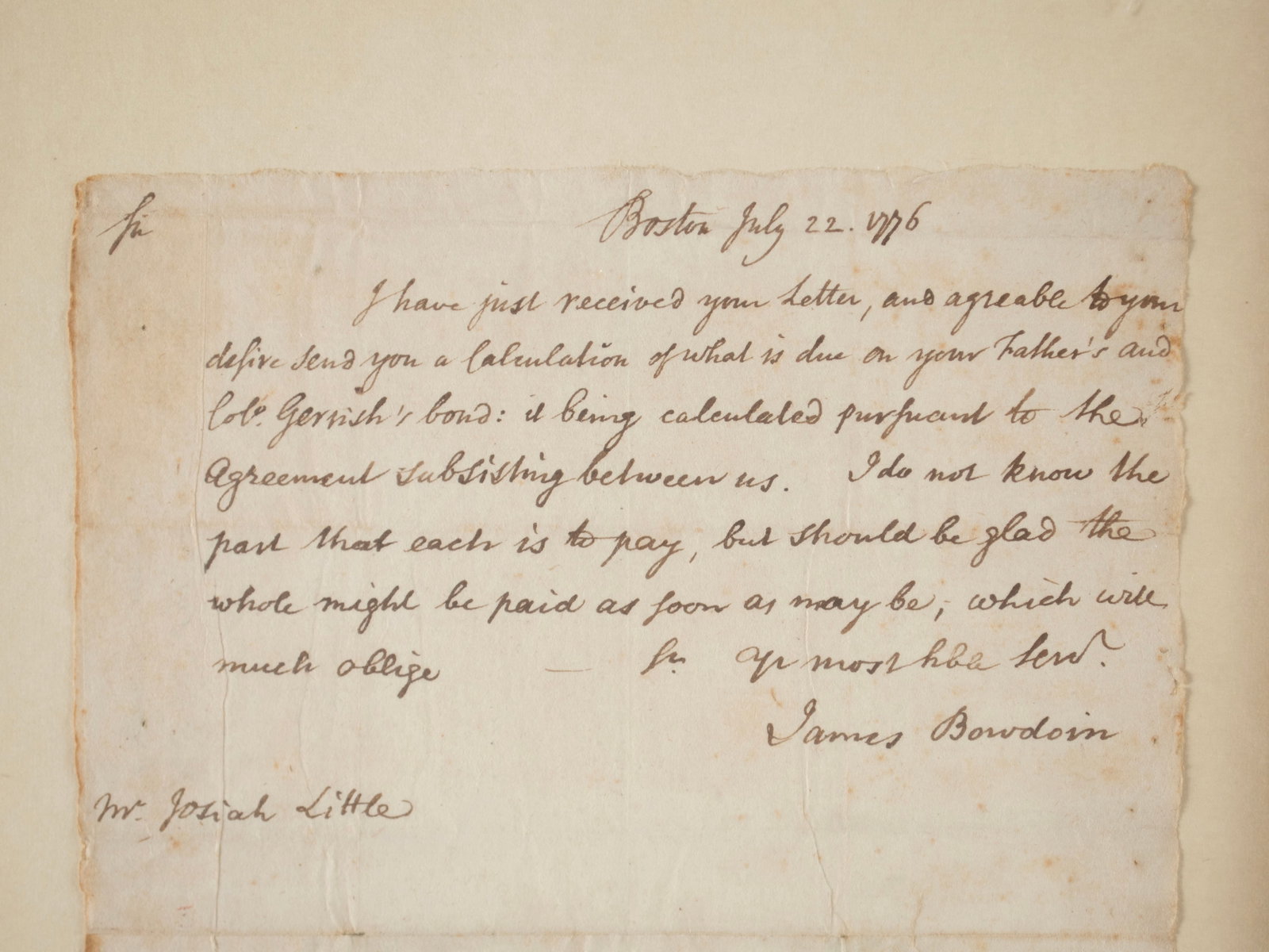 JAMES BOWDOIN SIGNED LETTER - 6
