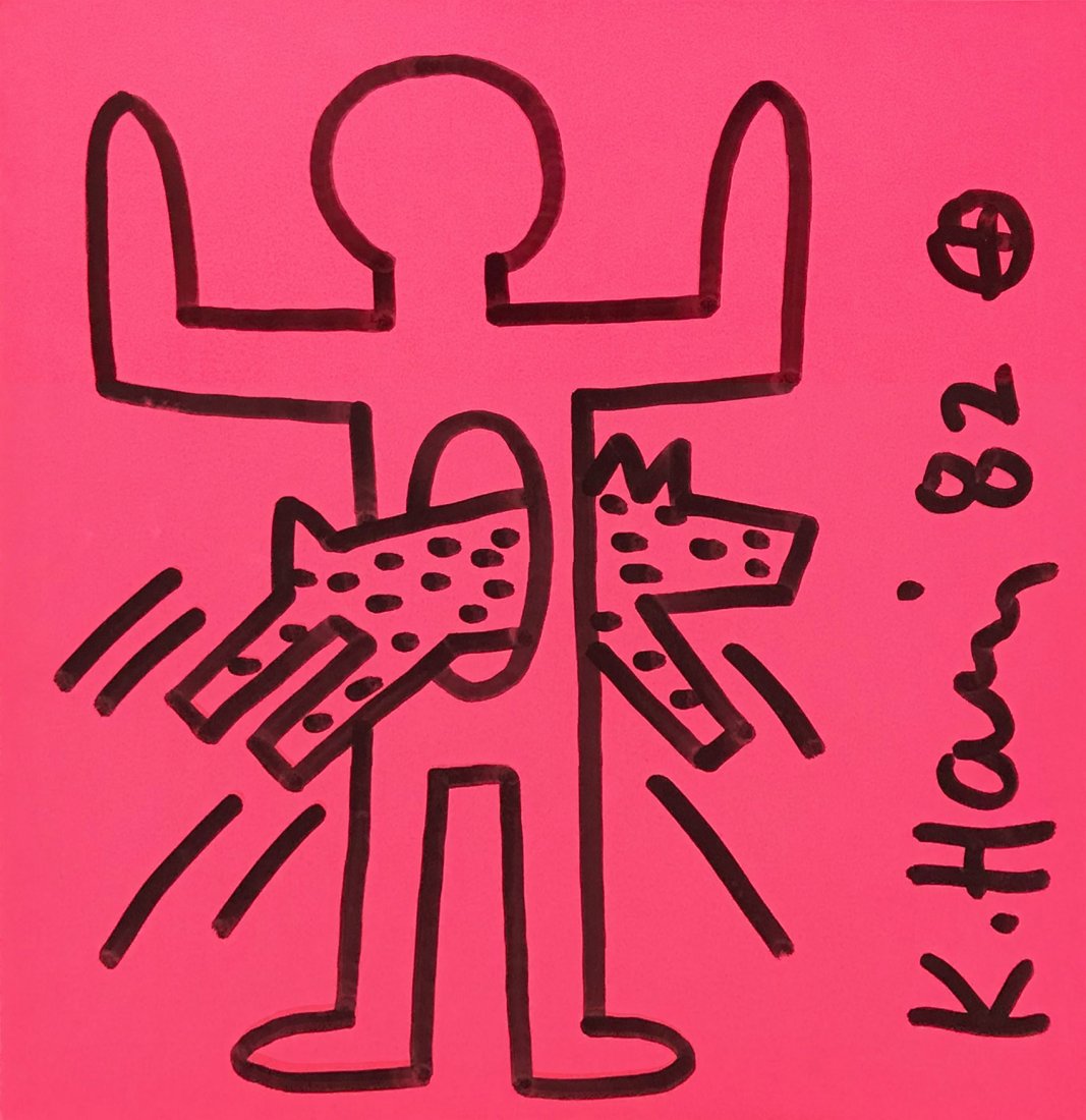 Untitled Felt marker Drawing by Keith Haring: Though there are many of these marker drawings available, very few of them have been Authenticated by the Haring Foundation and certainly no more will be now it's disbanded. This adds a great value to