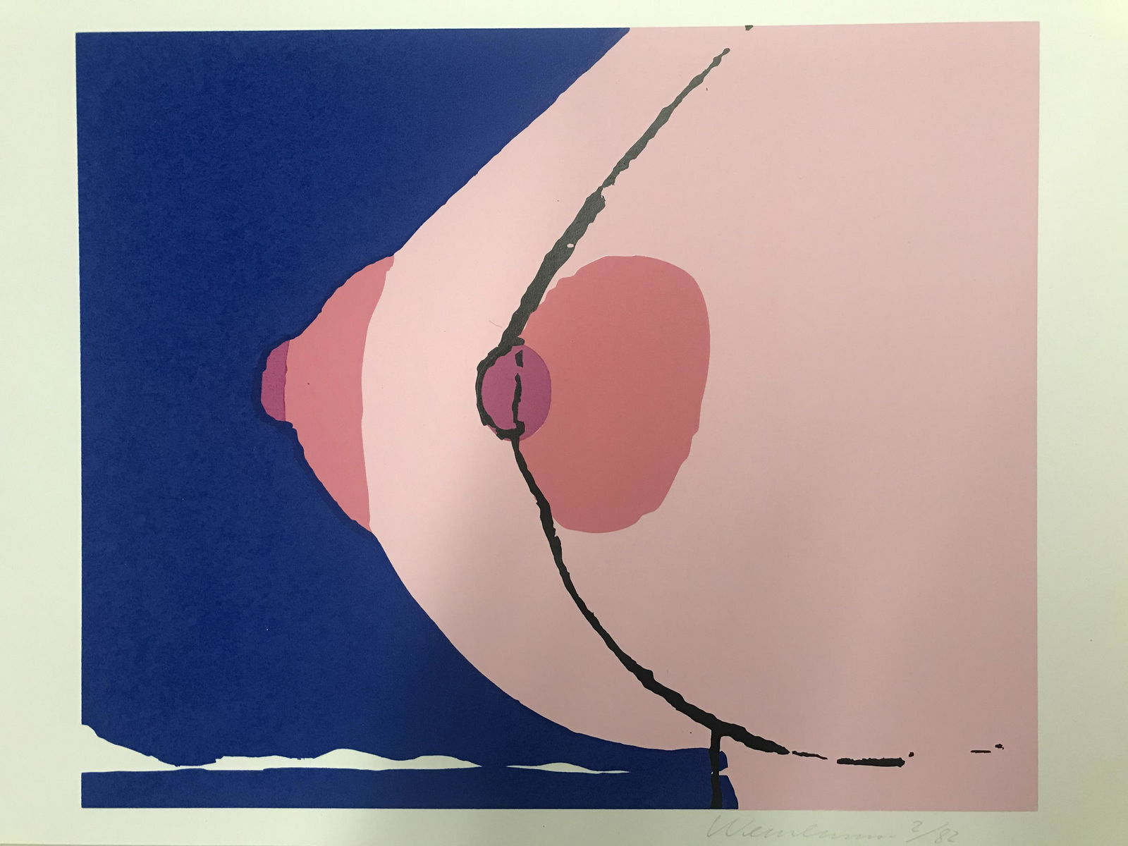 Tom WESSELMANN (1931-2004): nipples, color serigraphy.Signed in pencil and numbered 82 copies.Size: 8 1/3 by 11 1/2 in - 21 by 29 cm.Please refer to the office and terms of sales for conditions and transport.
