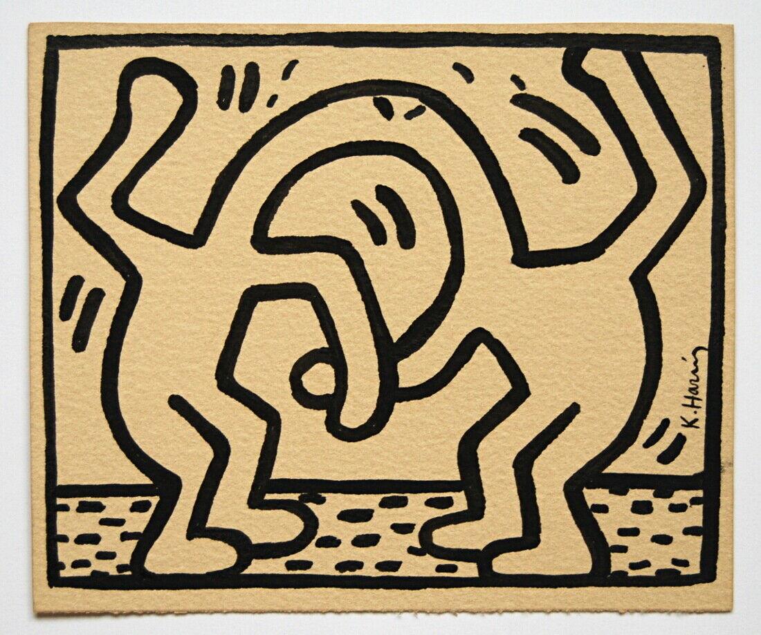 Keith HARING (USA, 1958-1990): untitled, 1983/89.Ink drawing.Size: 5 1/3 by 6 2/4 in - 13,7 by 16,5 cm.Information:- private collection, belgium.- Brussels gallery.Please refer to the conditions of sale and the conditions of transp