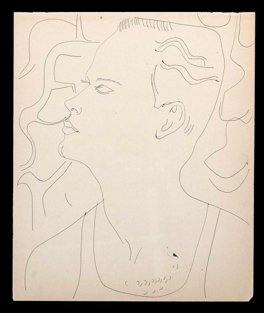 Andy WARHOL (USA, 1928-1987): Untitled, circa 1950's.Man, black ink on manila paperSize: 17 by 14 in - 43,2 by 35,9 cmInformation:- Small tear in the chest area.- Artwork comes with a certificate of provenance from The Andy Warhol