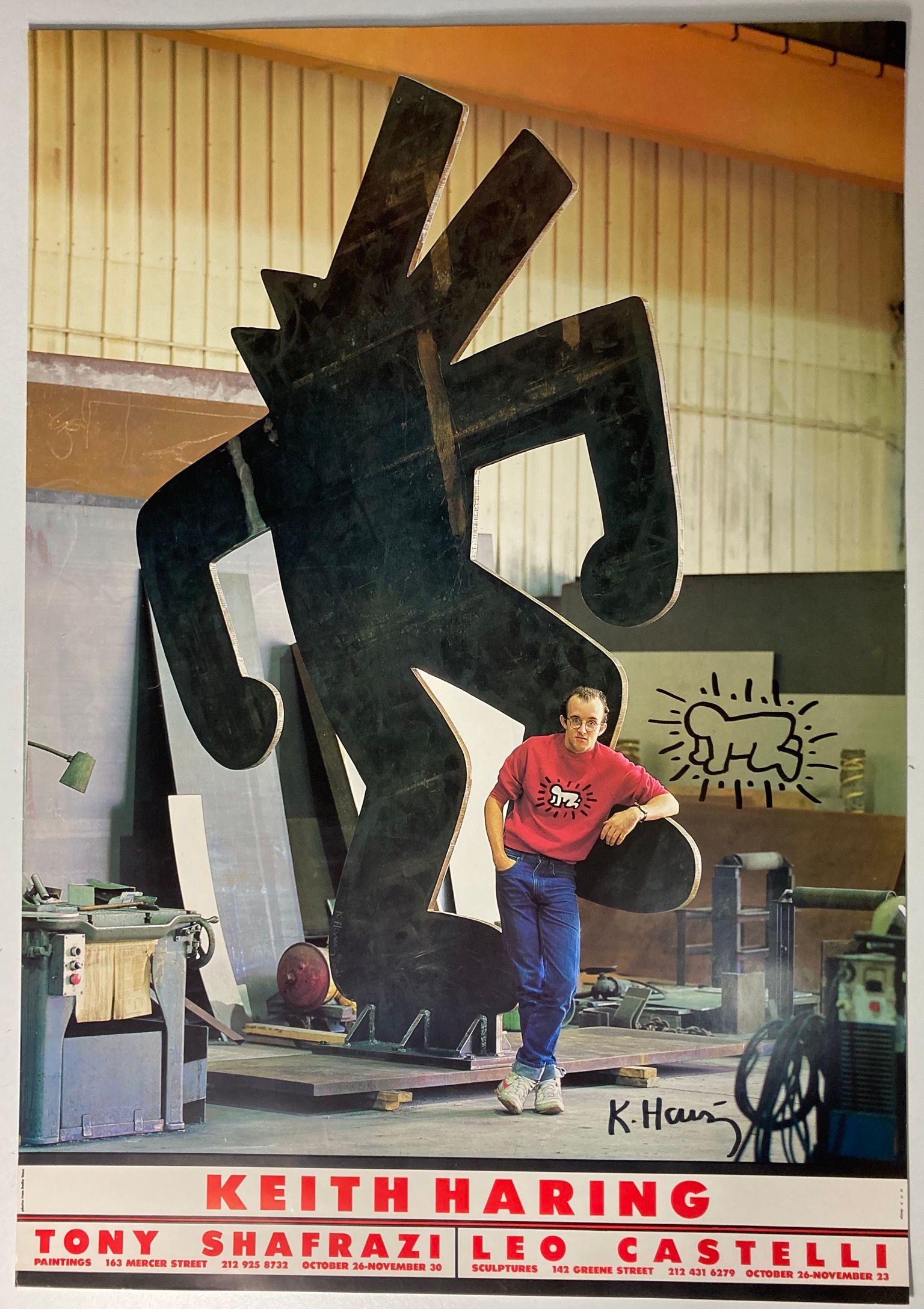 Keith HARING (USA, 1958-1990): Dedicated on exhibition poster from the Tony Shafrazi gallery, 1985.Size: 24 by 17 in - 61 by 43 cm.Please refer to the conditions of sale and the conditions of transport.