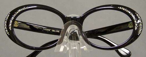 UNWORN 1960s Black Eyeglasses Frames Rhinestones: Gorgeous ebony colored N/OS unworn authentic vintage eyeglass frames with sparkling rhinestones. Size: 52-18 | Approximately 4 7/8" wide from hinge to hinge | 5 1/2" arm