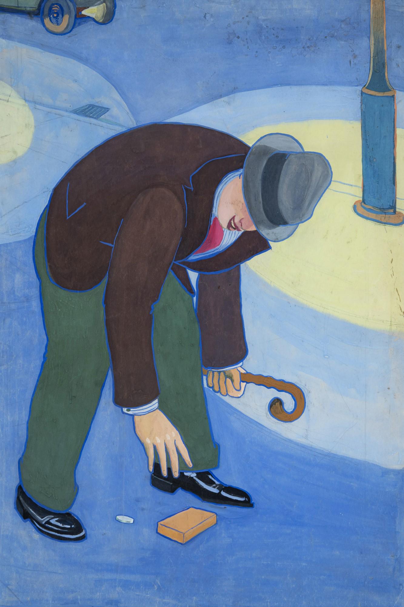 Kezdi Kovacs Elemer (1898-1976): On the street of Pest: Kezdi Kovacs Elemer (1898-1976): On the street of Pest in citylights; tempera on paper; 96 x 64,5 cm; Not signed