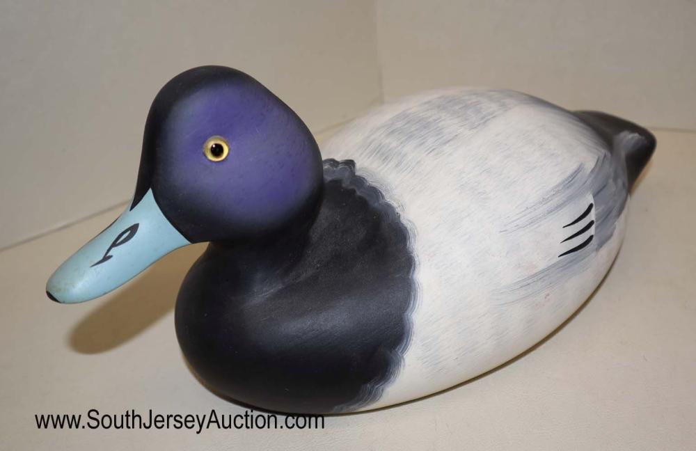 Hornick Bros. Stoney Point Decoy Oak Hall, VA dated and: Hornick Bros. Stoney Point Decoy Oak Hall, VA dated and signed 1981 of a Blue Bill wood duck Dimensions: 13" l x 7" h x 7" d
