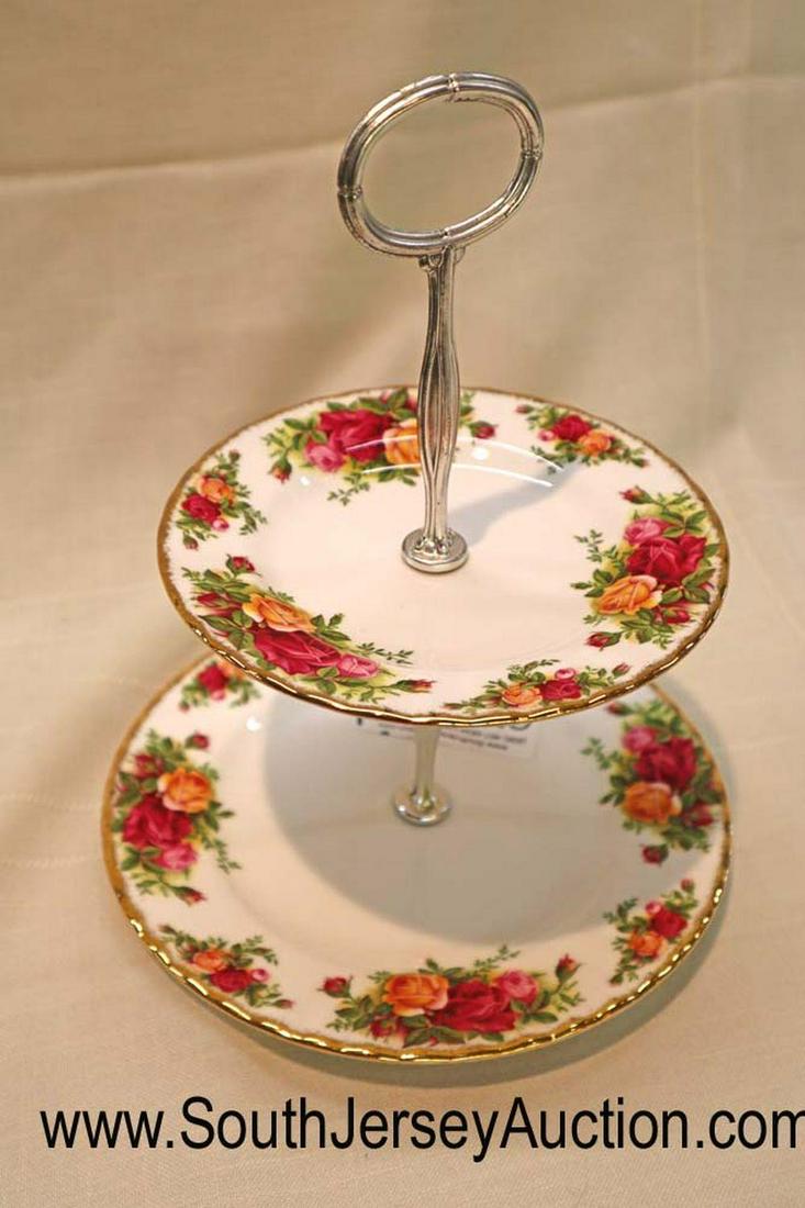 Royal Albert bone china England "Old Country Roses": Royal Albert bone china England "Old Country Roses" pattern 2 tier candy dish