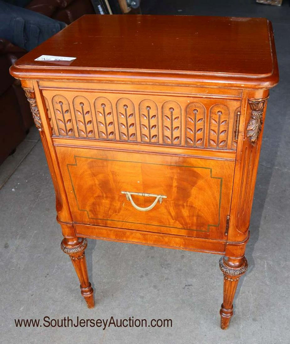 VINTAGE Fr burl satinwood pt decor night stand (1 of 3)