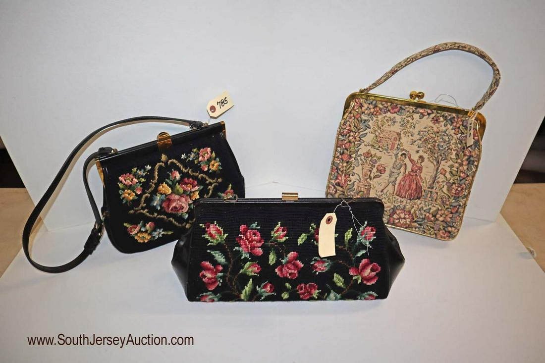 Group of 3 needlepoint ladies purse hand bags (1 of 4)