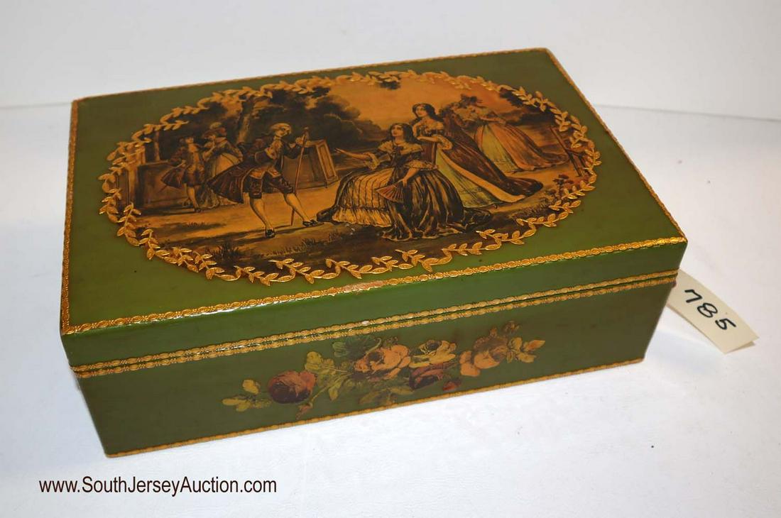 Fr lamin. gold trim ring box, feather/pearl earrings (1 of 5)