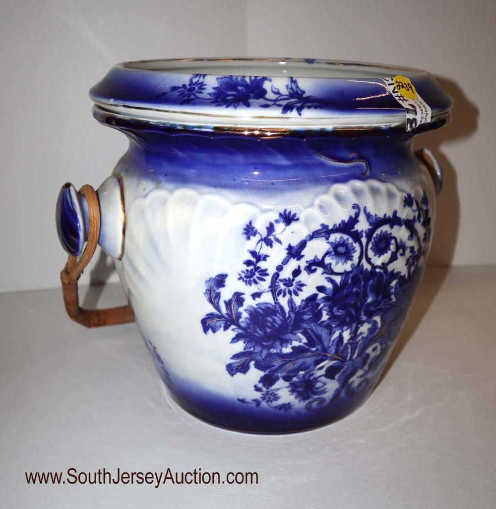 Ironstone WWR England blue/white wash bowl: Ironstone marked WWR and Co. England blue and white wash bowl Dimensions: 11" h x 12" diameter