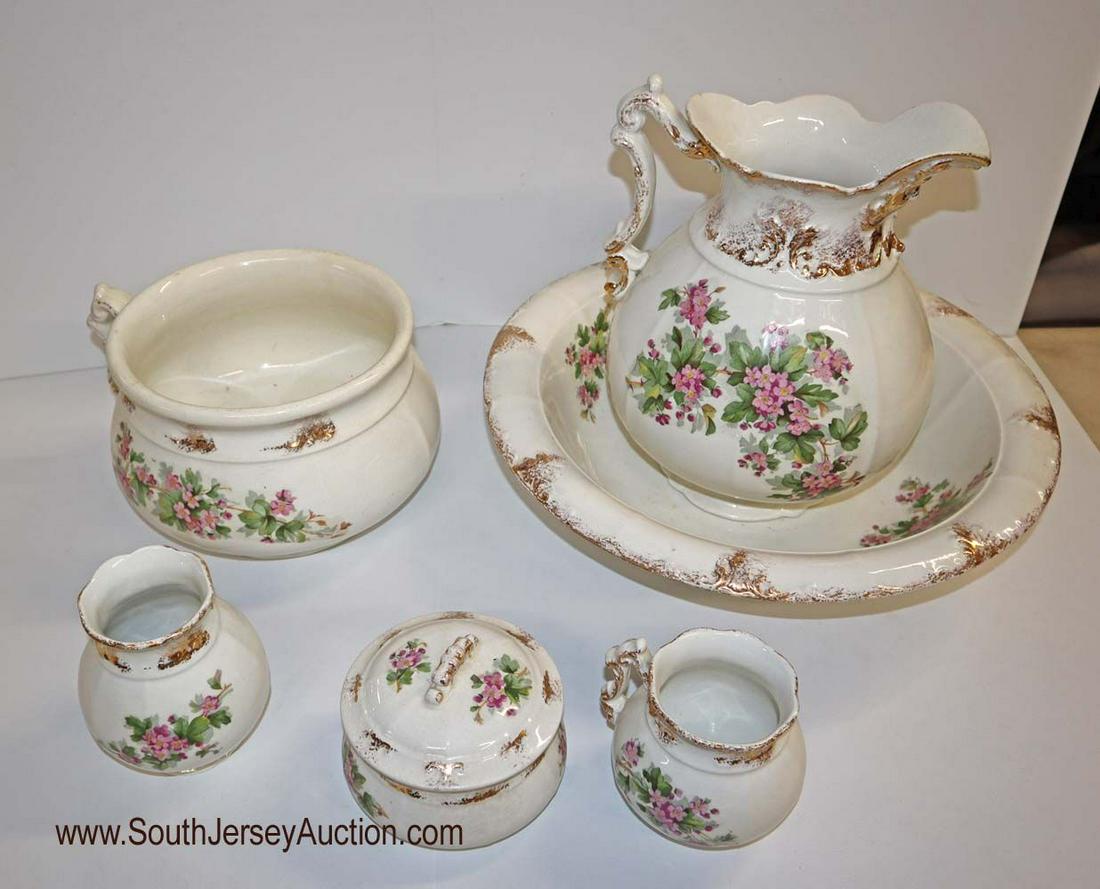 ANT 6pc Ironstone floral pattern wash bowl set (1 of 3)