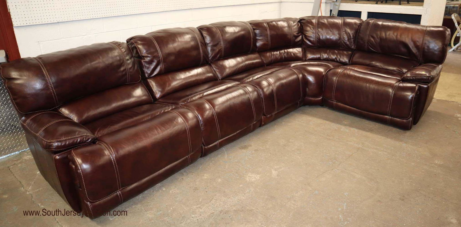 NICE 5 section leather power recliner sofa (1 of 4)