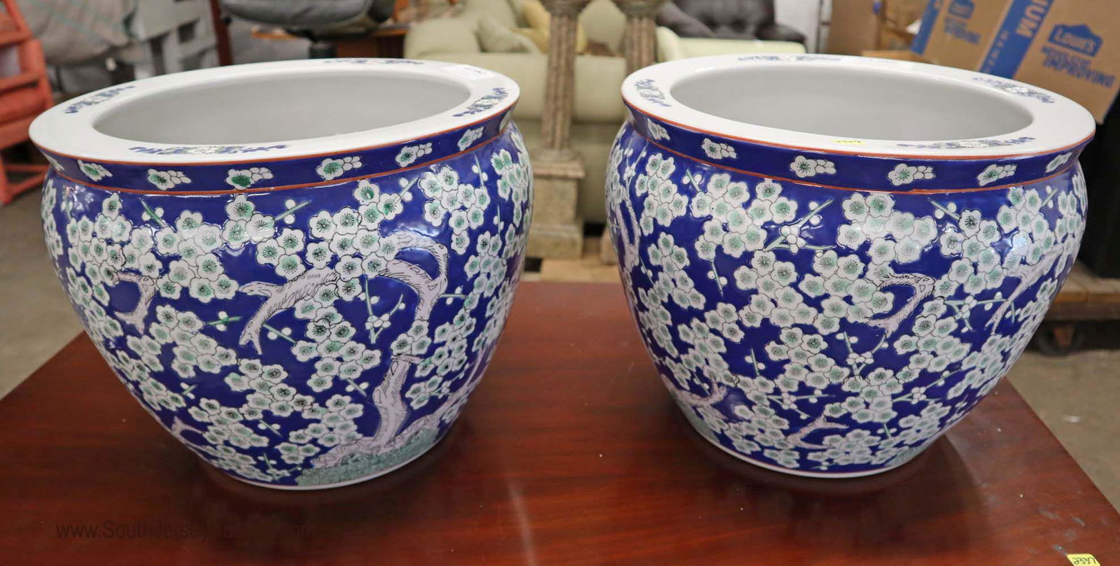 PR Asian ceramic planters with decorative fish (1 of 5)