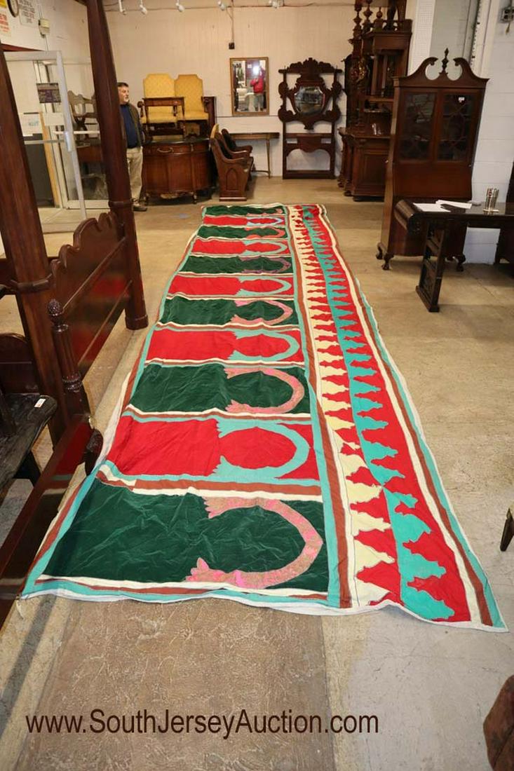 Large Asian Hand Stitched Decorative Banner 25' x 80" h: Large Asian hand stitched decorative banner 25' x 80" h. 25' l x 80" h