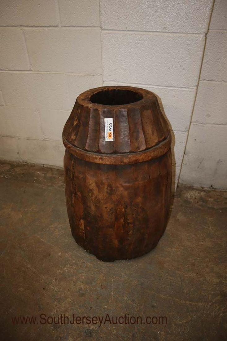 ANTIQUE hand carved wooden Asian water vessel: ANTIQUE hand carved wooden Asian water vessel 16" diameter x 28" h